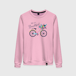 Свитшот хлопковый женский Жизнь это прекрасная поездка, цвет: светло-розовый