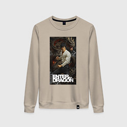 Свитшот хлопковый женский Брюс Ли - выход дракона, цвет: миндальный