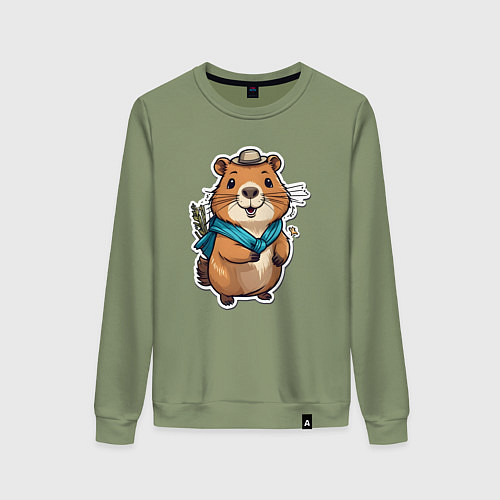 Женский свитшот Счастливая капибара / Авокадо – фото 1