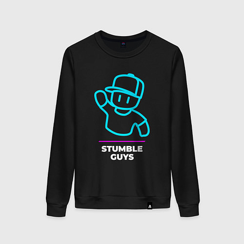 Женский свитшот Символ Stumble Guys в неоновых цветах / Черный – фото 1