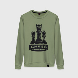Свитшот хлопковый женский Chess championship, цвет: авокадо