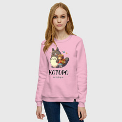Свитшот хлопковый женский Кот и Тоторо - коллаба, цвет: светло-розовый — фото 2