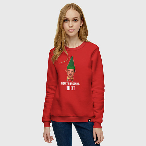 Женский свитшот Merry Christmas idiot / Красный – фото 3