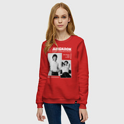 Свитшот хлопковый женский Jungkook bts seven, цвет: красный — фото 2