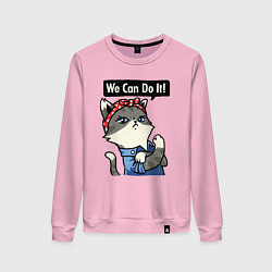 Свитшот хлопковый женский We can do it - cat, цвет: светло-розовый