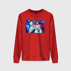 Свитшот хлопковый женский Big Bang в ярких образах K-pop, цвет: красный