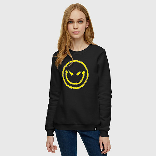 Женский свитшот Evil smile / Черный – фото 3