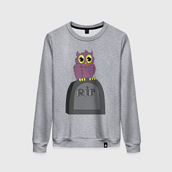 Свитшот хлопковый женский Сова на надгробии, цвет: меланж