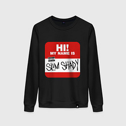 Свитшот хлопковый женский Eminem - slim shady sticker, цвет: черный