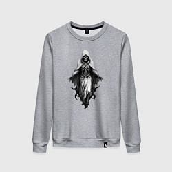 Свитшот хлопковый женский Скелет в белой мантии, цвет: меланж