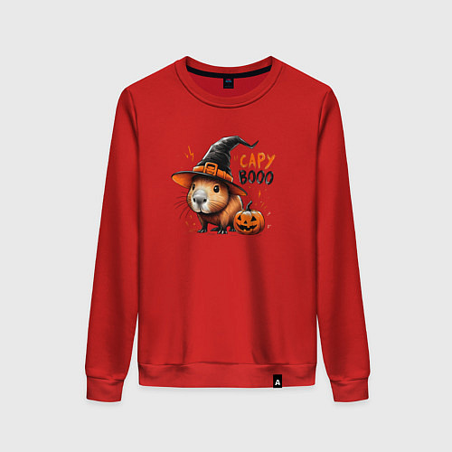 Женский свитшот Capybara in halloween on / Красный – фото 1