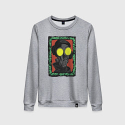 Свитшот хлопковый женский Смешной робот противогаз, цвет: меланж