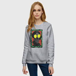 Свитшот хлопковый женский Смешной робот противогаз, цвет: меланж — фото 2