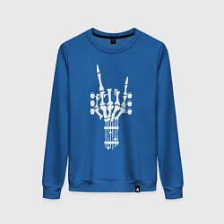 Свитшот хлопковый женский Рокерская гитара из костей, цвет: синий