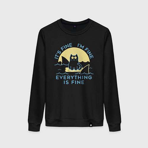 Женский свитшот Черный кот - я в порядке / Черный – фото 1