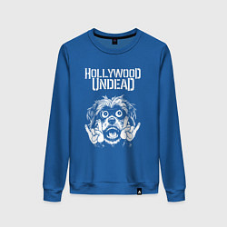 Свитшот хлопковый женский Hollywood Undead rock dog, цвет: синий