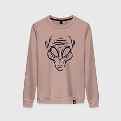 Свитшот хлопковый женский Инопланетный житель, цвет: пыльно-розовый