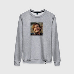 Свитшот хлопковый женский Педро Паскаль мем из Невыносимая тяжесть огромного, цвет: меланж