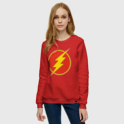 Свитшот хлопковый женский Flash logo, цвет: красный — фото 2
