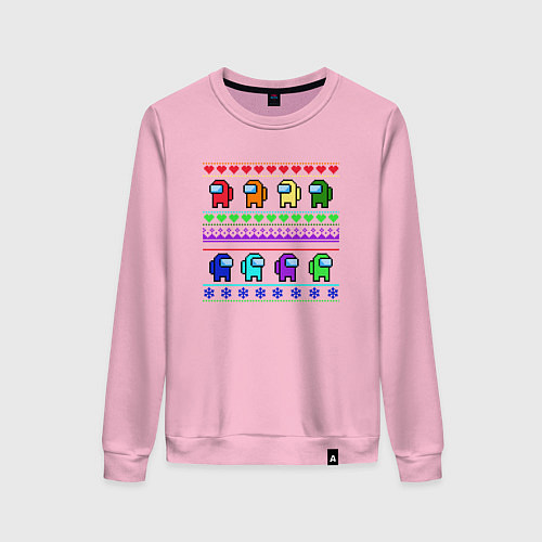 Женский свитшот Among Us - ornament ugly new year / Светло-розовый – фото 1