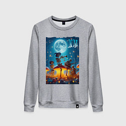 Свитшот хлопковый женский Musical quartet Neon mushrooms, цвет: меланж