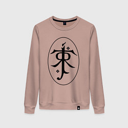 Свитшот хлопковый женский Толкин лого, цвет: пыльно-розовый