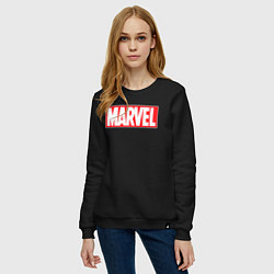Свитшот хлопковый женский Marvel logo, цвет: черный — фото 2