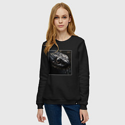 Свитшот хлопковый женский Змеиный образ в чёрном, цвет: черный — фото 2
