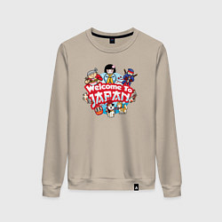 Свитшот хлопковый женский Добро пожаловать в Японию, цвет: миндальный