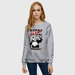 Свитшот хлопковый женский Панда с гирями, цвет: меланж — фото 2