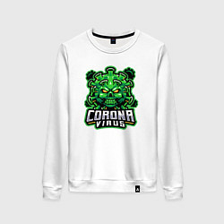Свитшот хлопковый женский Corona virus, цвет: белый