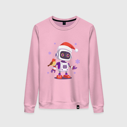 Женский свитшот Робот и снежинки / Светло-розовый – фото 1