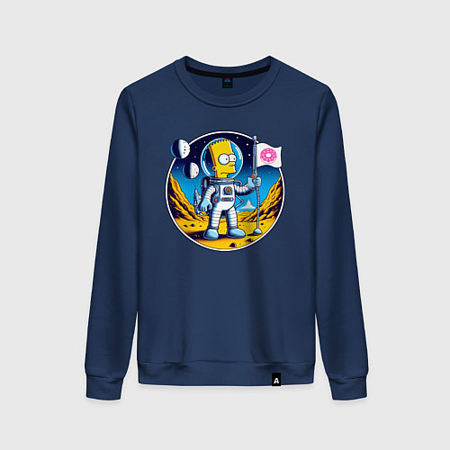 Женский свитшот Космонавт Барт Симпсон на другой планете / Тёмно-синий – фото 1