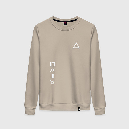 Женский свитшот Глифы и логотип 30 Seconds to Mars / Миндальный – фото 1
