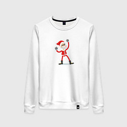 Свитшот хлопковый женский Крутой Санта, цвет: белый