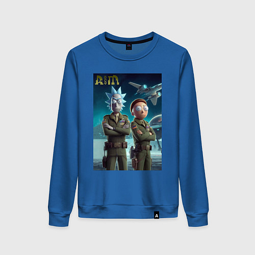 Женский свитшот Rick and Morty - air force нейроарт / Синий – фото 1