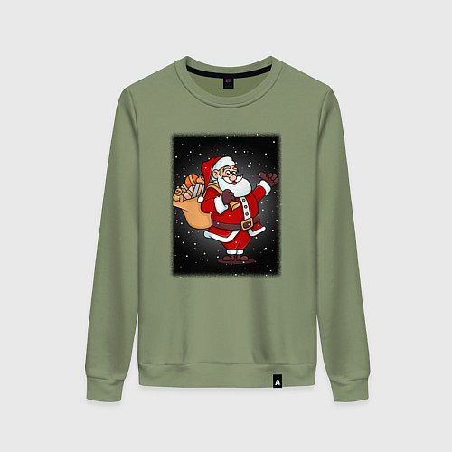 Женский свитшот Санта Клаус с мешком / Авокадо – фото 1