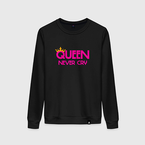 Женский свитшот Мем queen never cry / Черный – фото 1