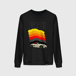Женский свитшот Автомобиль Porsche на фоне флага ФРГ