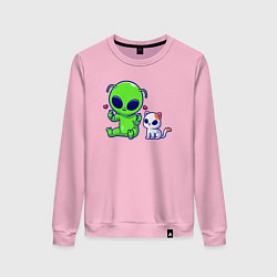 Свитшот хлопковый женский Пришелец и питомец, цвет: светло-розовый