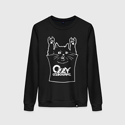 Свитшот хлопковый женский Ozzy Osbourne - cat rock, цвет: черный