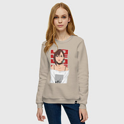 Свитшот хлопковый женский Дандадан: Момо, цвет: миндальный — фото 2