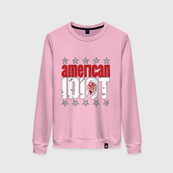 Свитшот хлопковый женский Green Day - american idiot, цвет: светло-розовый