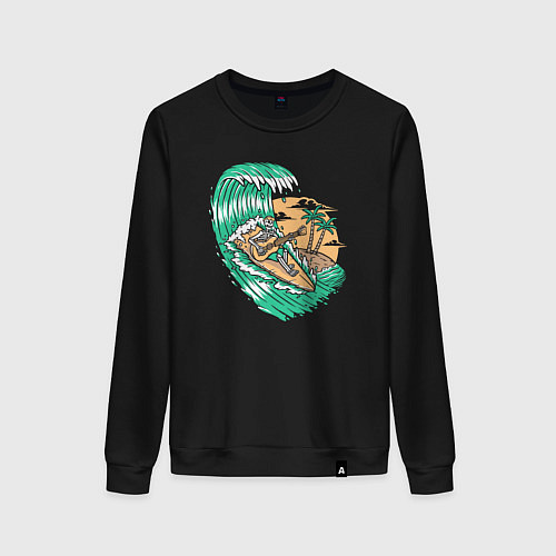 Женский свитшот Серфингист гитарист / Черный – фото 1