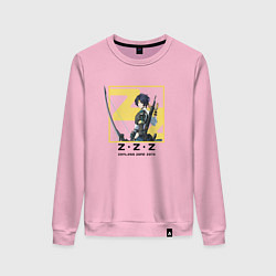 Свитшот хлопковый женский Асаба Харумаса - Zenless Zone Zero, цвет: светло-розовый