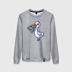 Свитшот хлопковый женский Пеликан с рыбкой, цвет: меланж