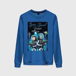 Свитшот хлопковый женский Rick and Morty - space special forces, цвет: синий