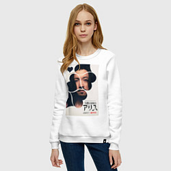 Свитшот хлопковый женский Алиса в пограничье Шляпник, цвет: белый — фото 2