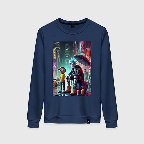 Женский свитшот Rick and Morty are homeless people from New York / Тёмно-синий – фото 1