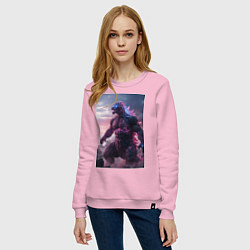 Свитшот хлопковый женский Годзилла - король монстров, цвет: светло-розовый — фото 2